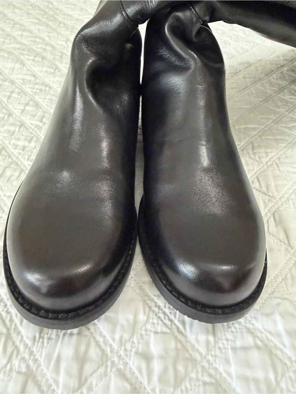 Stuart Weitzman Black Leather & Stretch Over-the-Knee Boots. 5050 Best Seller